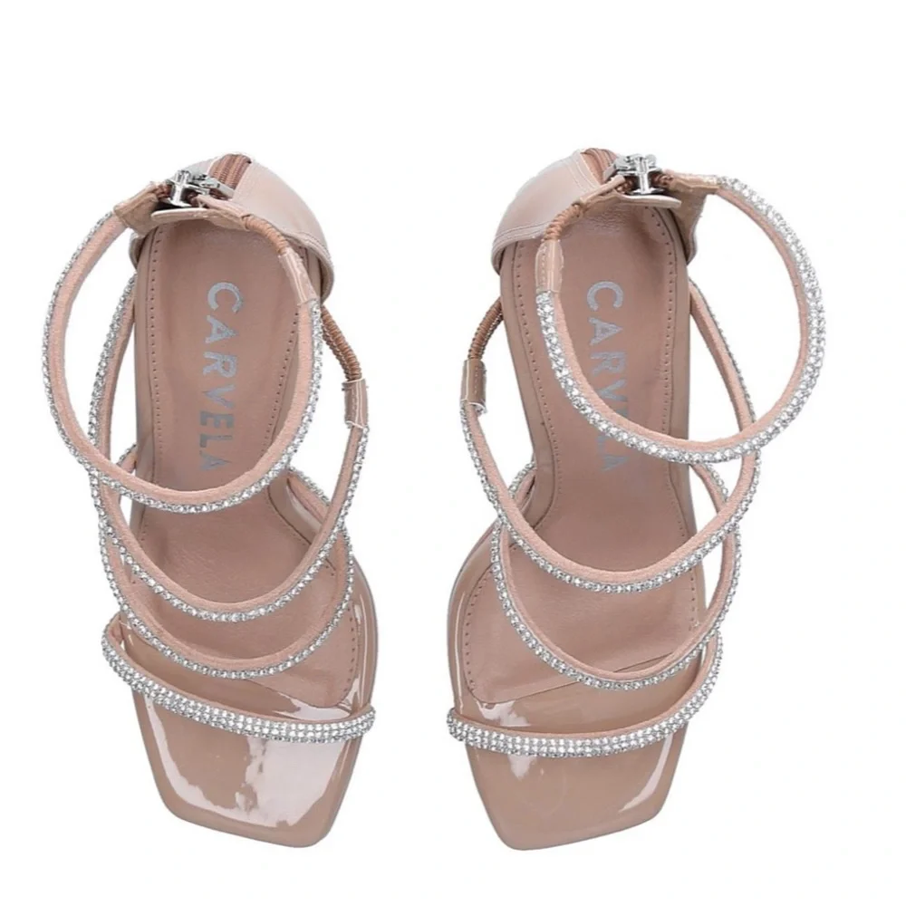 Carvela Caged Ankle Blush Jeweled Dress Sandal Size 41